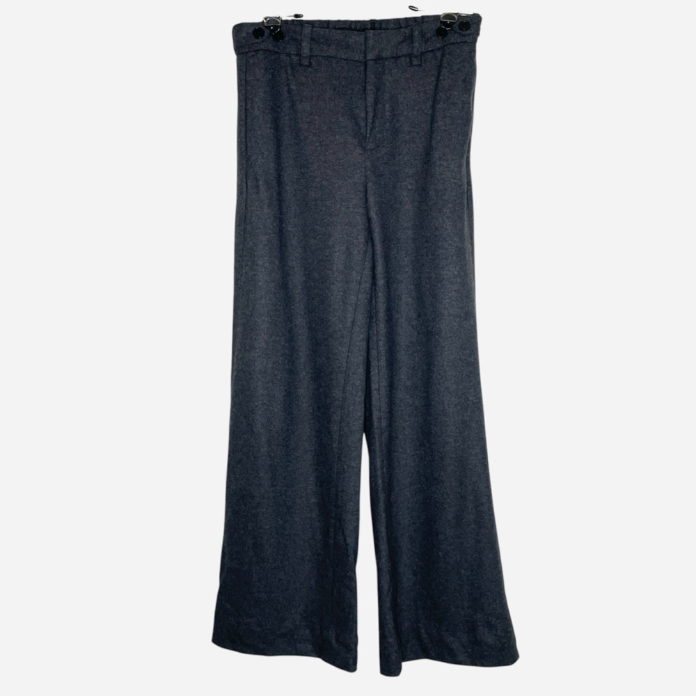 Banana Republic Gray Wool Blend Cropped Trouser Pants Wide Leg Size 6 Office - Picture 1 of 11